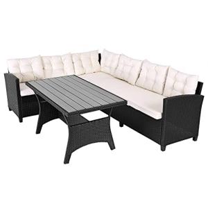 CASARIA Conjunto Jardin Poliratan Comedor WPC Sillones esqu…