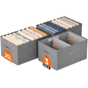 Lifewit Juego de 3 Caja Almacenaje Plegables con Tabique, C…