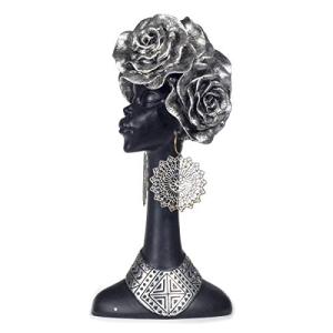 CAPRILO. Figura Decorativa de Resina Cabeza Africana Rosas…