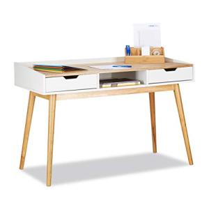 Relaxdays Escritorio, Diseño escandinavo, Dos cajones, 76 x…
