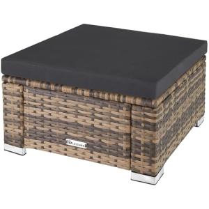 TecTake® Taburete de Ratán y Acero, Muebles Jardín Exterior…