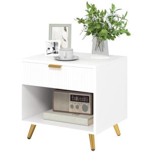 HOMCOM Mesita de Noche Moderna Mesilla de Noche con Cajón M…