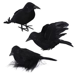 3 Piezas Cuervos de Halloween Cuervos Artificiales con Plum…
