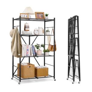 VEVOR Estante de Almacenamiento Plegable de 4 Niveles con R…