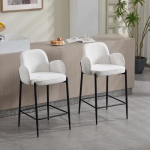 DAYALANE Juego de 2 taburetes de bar modernos de felpilla c…