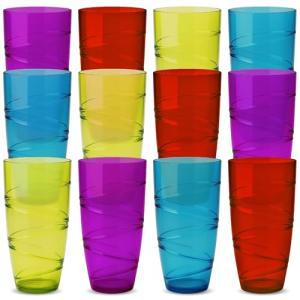 HEFTMAN Juego de 12 vasos de plástico acrílicos de 550 ml c…