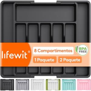 Lifewit Organizador de Cubiertos, Bandeja para Cubiertos Ex…