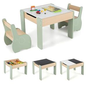 COSTWAY 4 en 1 Juego de Mesa y Silla Infantil, Mesa Infanti…