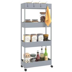 HOMCOM Carro de Cocina de Almacenamiento de 4 Niveles Carri…