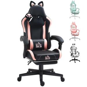 HOMCOM Silla Gaming con Orejas Silla Gamer Reclinable con A…