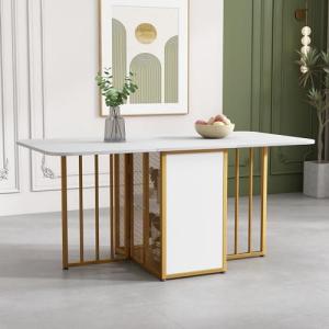 sogesfurniture Mesa de comedor plegable extensible con 2 es…