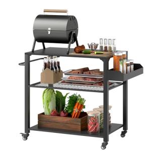 Outsunny Carrito de Parrilla de 3 Niveles Carrito de Barbac…