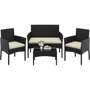 Yaheetech Conjunto de Muebles Ratán de Jardín 4 Piezas, 1 S…