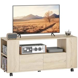 HOMCOM Mueble de TV con Ruedas, Mesa de TV Móvil, Mueble pa…