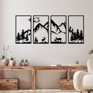DUOOLN 4 decoraciones de pared de metal con escena de monta…