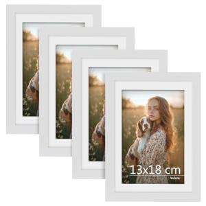 Set de 4 Marcos de Fotos 13x18 cm, Decoración del Hogar PVC…