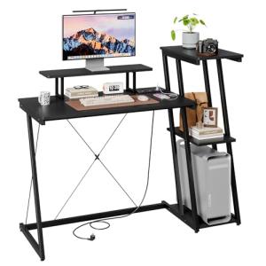 Dripex Escritorio con puerto de carga USB y enchufe, mesa d…
