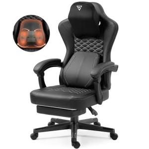 Vigosit Silla de gaming con soporte lumbar de masaje calent…