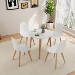 BenyLed Mesa de Comedor Redonda de 80 cm con 4 sillas, Mesa…