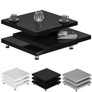 CASARIA® Mesa de Centro New York 60x60cm Negra Mesita de Sa…