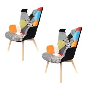 THE HOME DECO FACTORY - Juego de 2 sillones de salón Patchw…