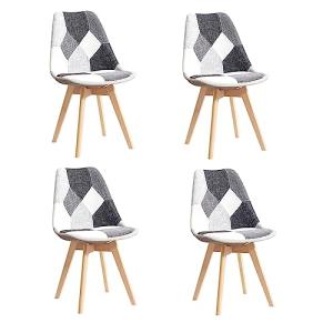 BenyLed - Juego de 4 sillas de comedor escandinavas de lino…