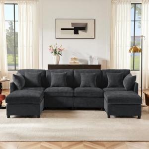 Soweiz Moderna tela de chenilla con reposapiés extraíble, s…