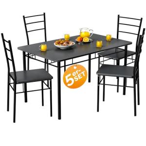 CASARIA® Mesa de Comedor con 4 Sillas Set 5 Pzs. Completo M…