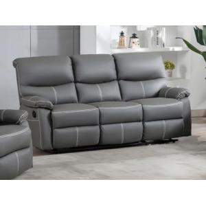 Vente-unique - Sofá Relax de 3 plazas de Piel sintética Gri…