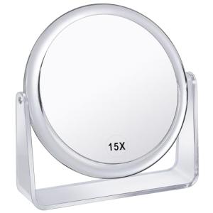 Espejo de maquillaje de aumento 15X para escritorio, doble…