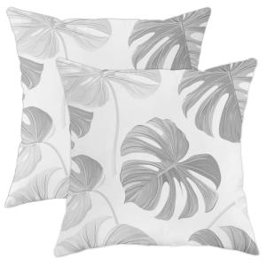 Monstera - Juego de 2 fundas de almohada con diseño de hoja…