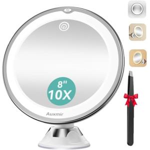 Auxmir Espejo Maquillaje con Luz LED, Aumento 10X con Vento…