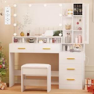 ANWBROAD 115cm Grande Tocador de Maquillaje con Espejo e il…