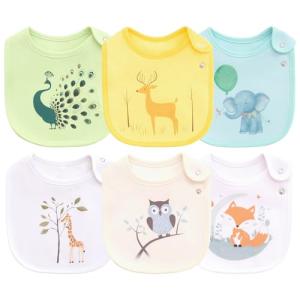 Maiwamita Paquetes de 6 Baberos Impermeables de Algodón par…