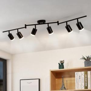 Gr4tec Lámpara de Techo LED 6 Focos Negro, Plafon LED Techo…