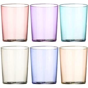 UNISHOP Set de 6 Vasos de Agua Multicolor, Vasos de Cristal…