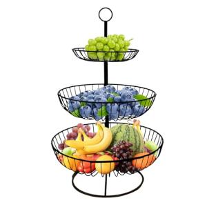 FIUHP Frutero de 3 niveles, 30 x 48 cm, cesta de frutas gra…