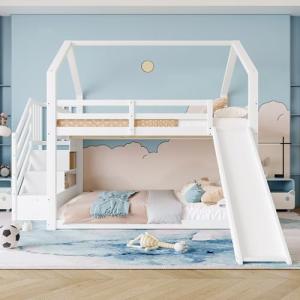 Soweiz Cama infantil con barandilla, 140 x 200 cm, litera c…
