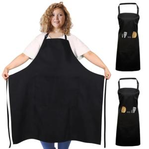 FUKPO 2 Piezas Grande Talla Delantal Cocina Mujer Hombre Ne…