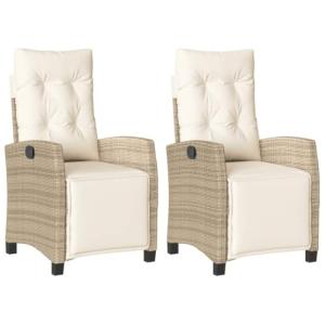 vidaXL Sillones reclinables jardín con reposapiés 2 uds rat…