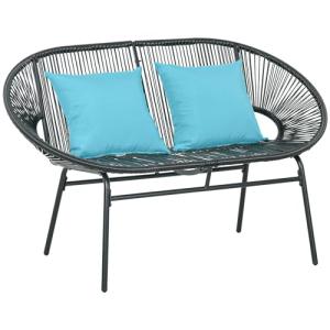 Outsunny Banquete de jardín de 2 plazas de acero y cuerda d…