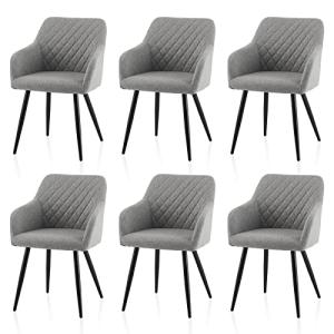 TUKAILAI Juego de 6 sillas de comedor de lino, modernas, si…