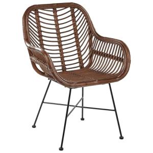 Beliani Sillón de ratán Mimbre marrón Patas de Metal Negro…
