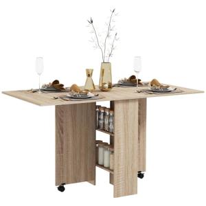 HOMCOM Mesa de Comedor Plegable Mesa de Madera con 2 Solapa…