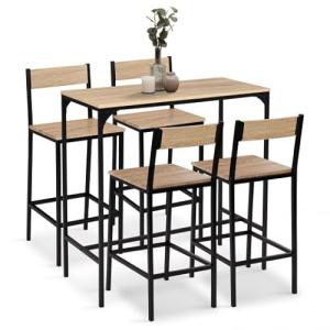 IDMarket – Conjunto de mesa alta de bar Detroit 100 cm y 4…