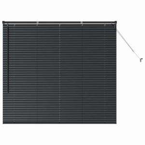 vidaXL Persiana para Ventana con Cortinas Manual Negro Alum…