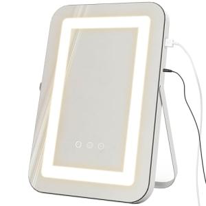 HOMCOM Espejo Maquillaje con Luz Espejo Tocador Giratorio 3…