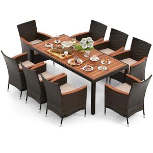 GIANTEX Conjunto de Muebles de Ratán para Jardín, Mesa y Si…