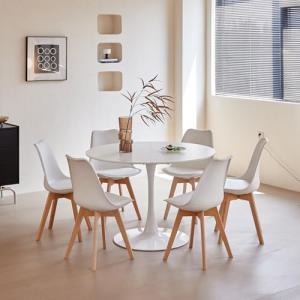 BenyLed Set de Mesa Redondas y 6 Sillas para Cocina, Terraz…