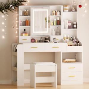 BEWISHOME Tocador de Maquillaje con Luz LED, Iluminación Re…